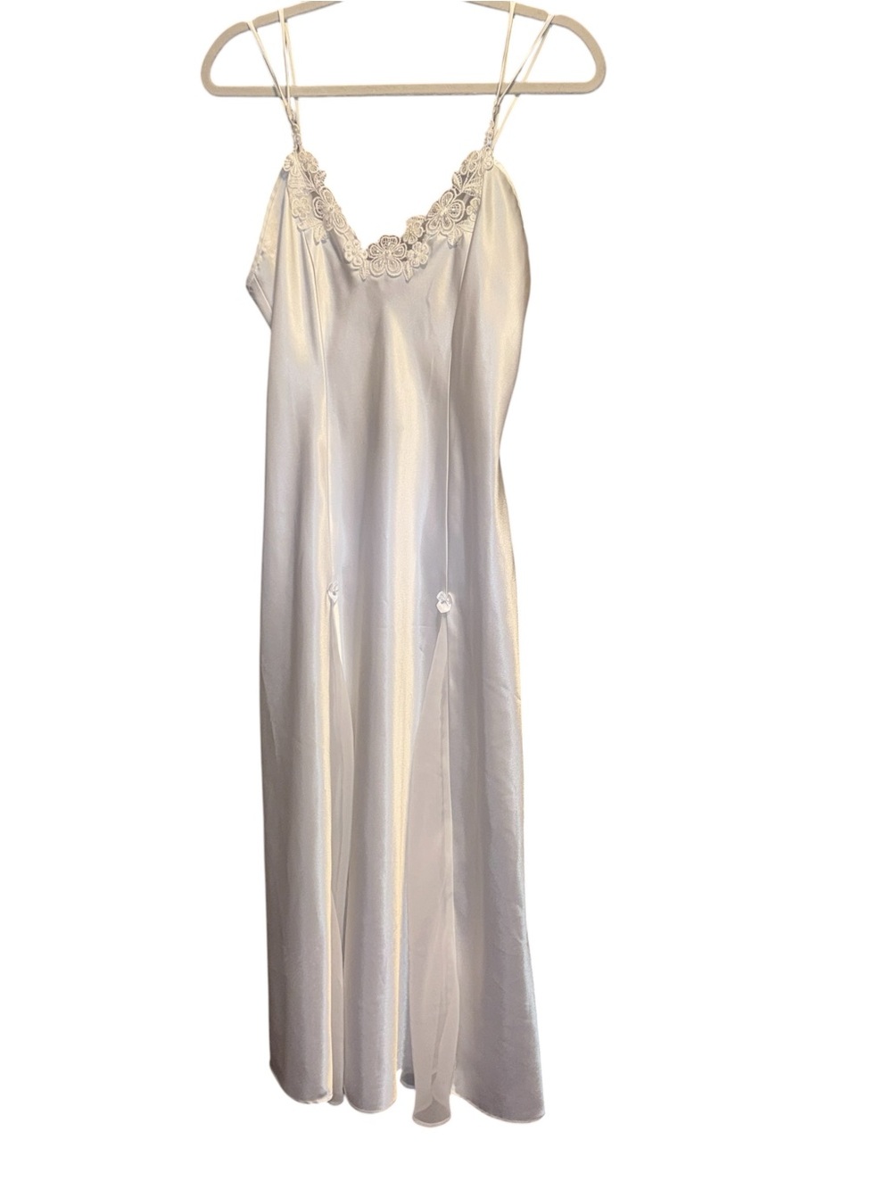 Vtg California Dynasty Classic Ivory Lace Satin Nightgown beaded medium Bridal